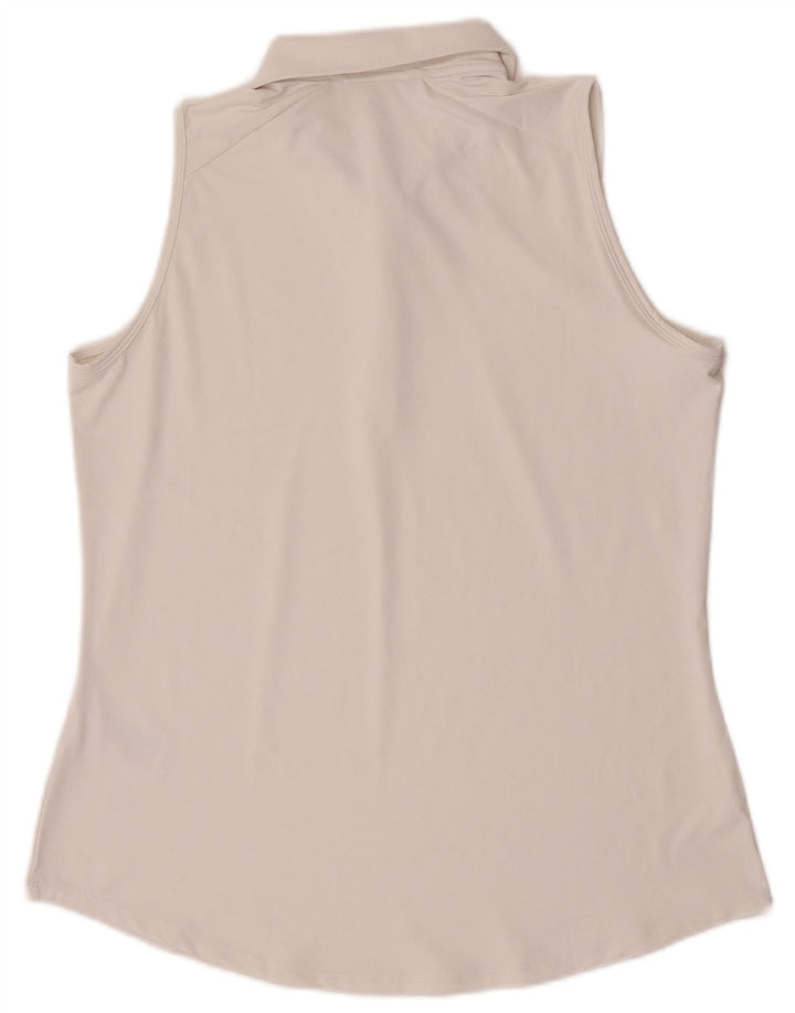 Polo senza maniche da donna Adidas UK 16/18 grande poliestere bianco