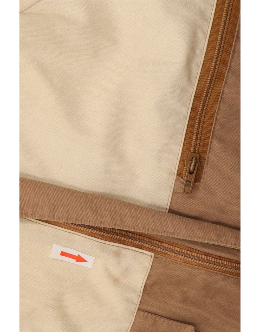 Giacca a vento vintage da uomo con cappuccio IT 46 Small Beige Colourblock