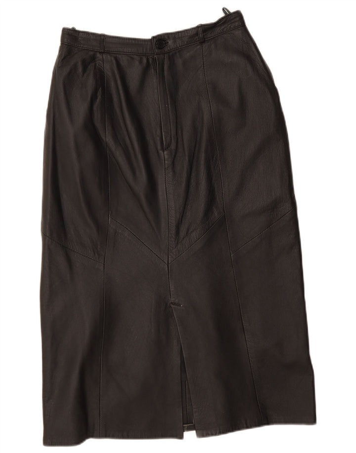 Gonna in pelle da donna vintage EU 40 media W29 in pelle nera