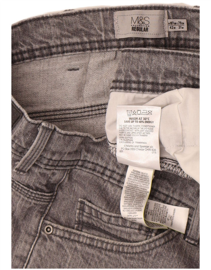 Jeans dritti vestibilità regolare da uomo Marks & Spencer W42 L31 cotone grigio