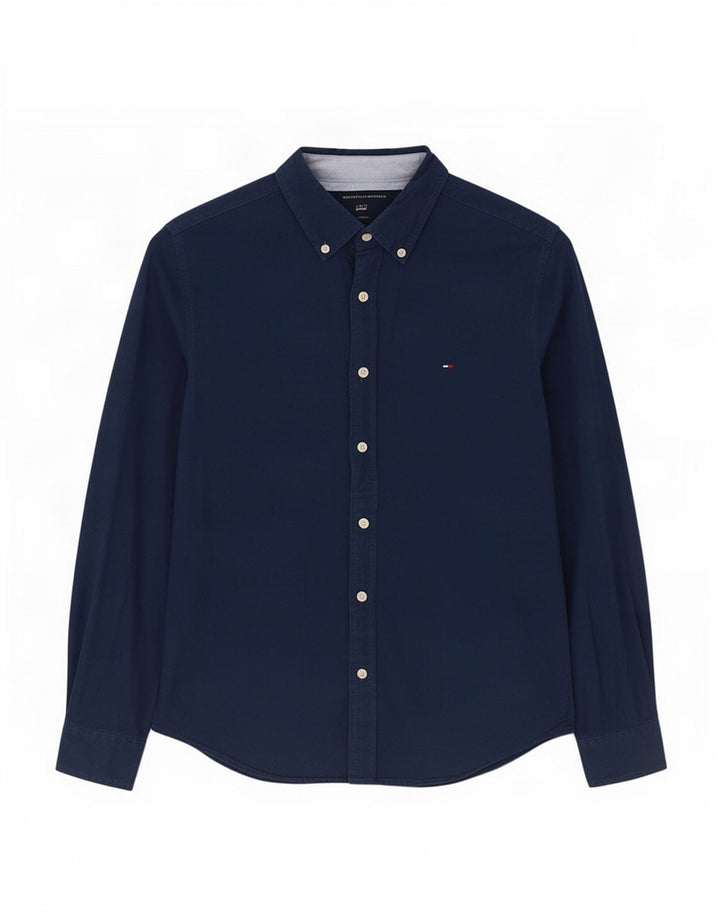 Camicia da uomo Tommy Hilfiger piccola in cotone blu navy