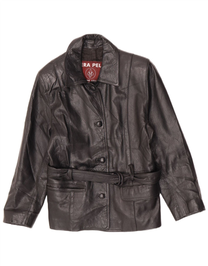 Lavorazione Artigianale Giacca in Pelle Donna IT 44 Media Pelle Nera