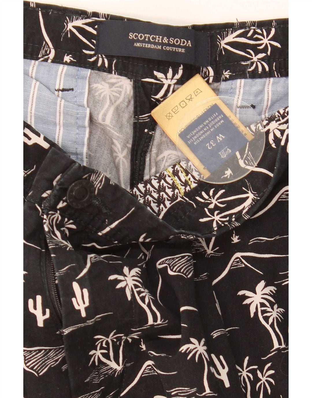 Pantaloncini chino da uomo con motivo astratto Scotch & Soda W32 medio nero hawaiano