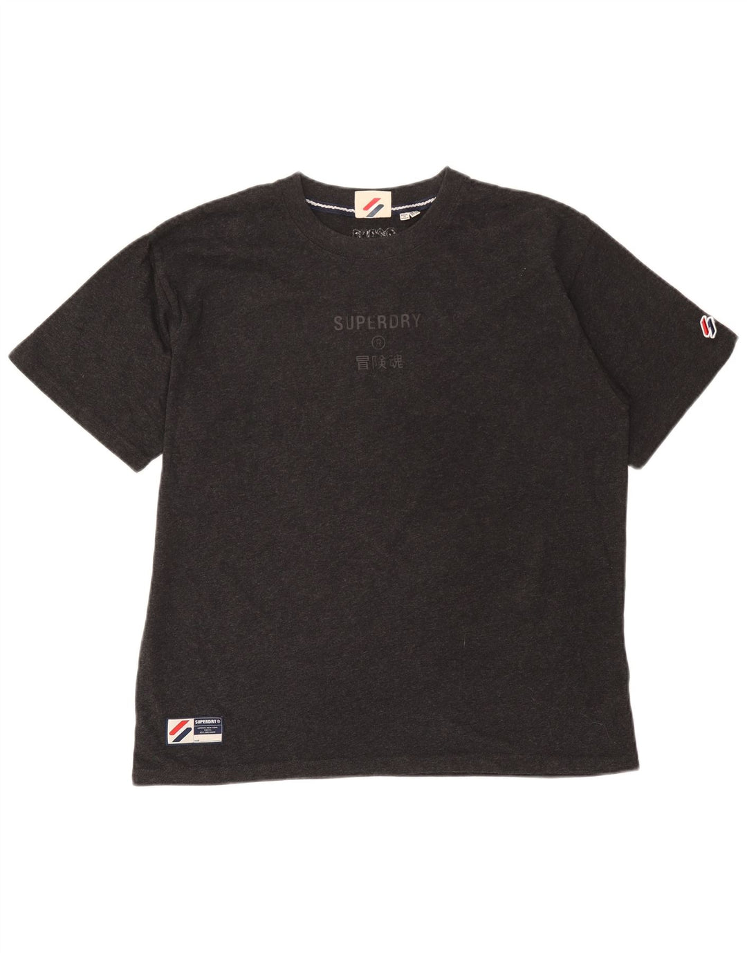 T-shirt grafica da donna Superdry Top UK 14 grande cotone grigio