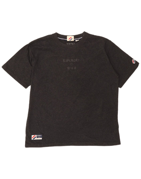 T-shirt grafica da donna Superdry Top UK 14 grande cotone grigio