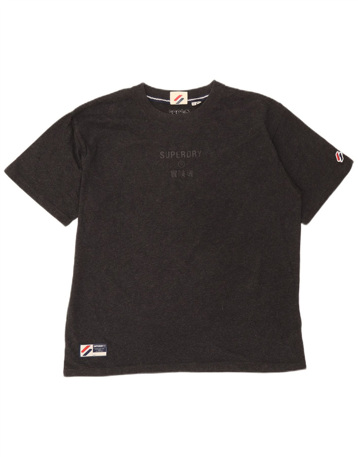 T-shirt grafica da donna Superdry Top UK 14 grande cotone grigio