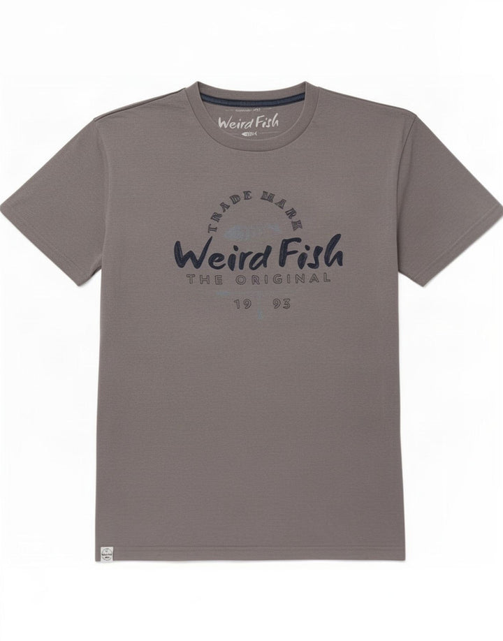 Weird Fish T-shirt grafica da uomo Top in cotone grigio medio