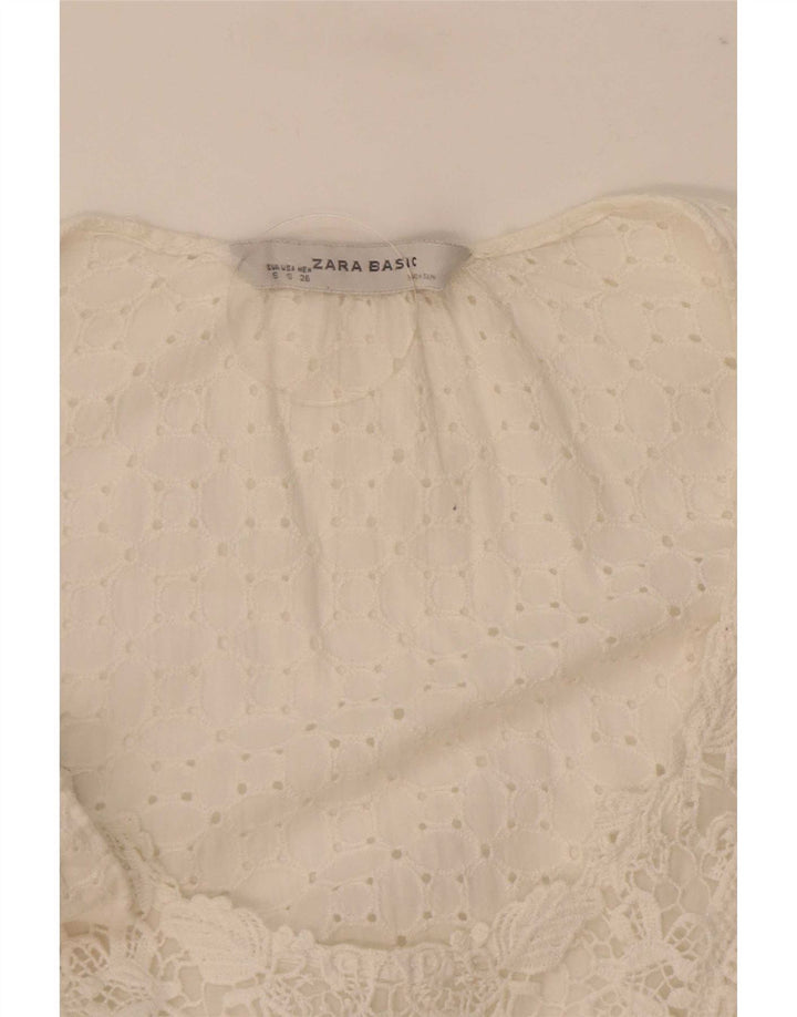 Camicetta Zara da donna con maniche a 3/4 UK 10 piccola bianca