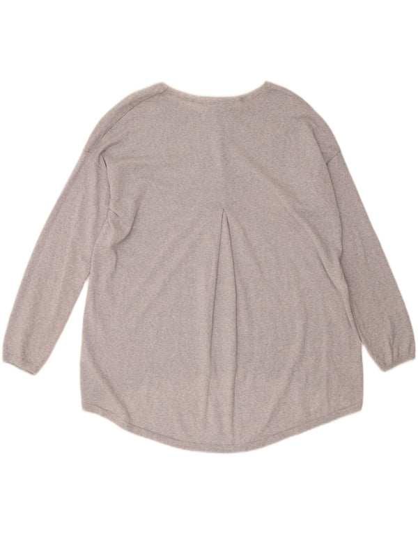 MONSOON Maglione da donna con scollo a barca vestibilità ampia UK 14 Lana viola medio