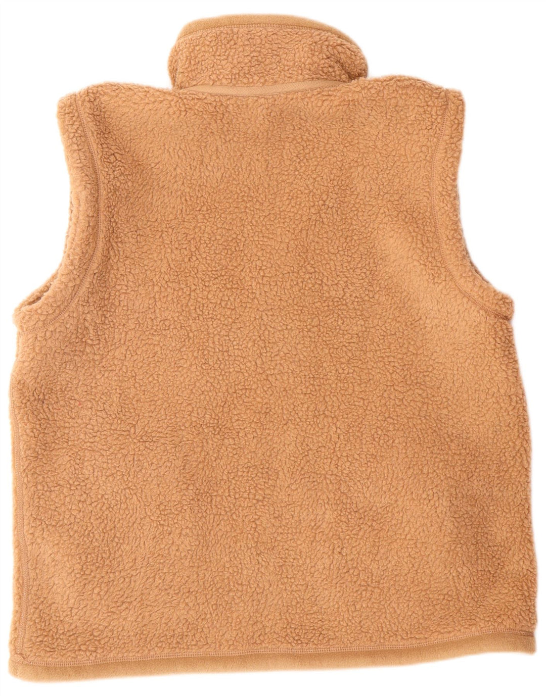 Gilet reversibile in pile da uomo vintage UK 38 Poliestere beige medio