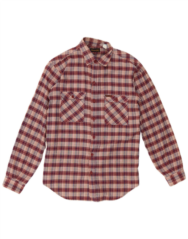 Camicia in flanella da uomo Wrangler taglia 38 15 cotone medio a quadri rossi