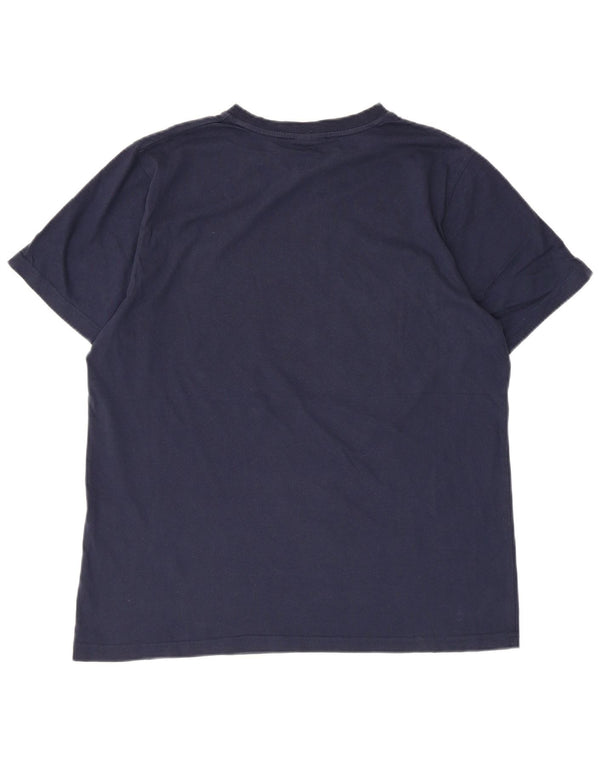 T-shirt grafica da donna Ellesse Top UK 16 grande cotone blu navy