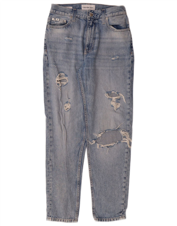 Jeans Calvin Klein da donna affusolati a vita alta affusolati W26 L28 Blu Grunge
