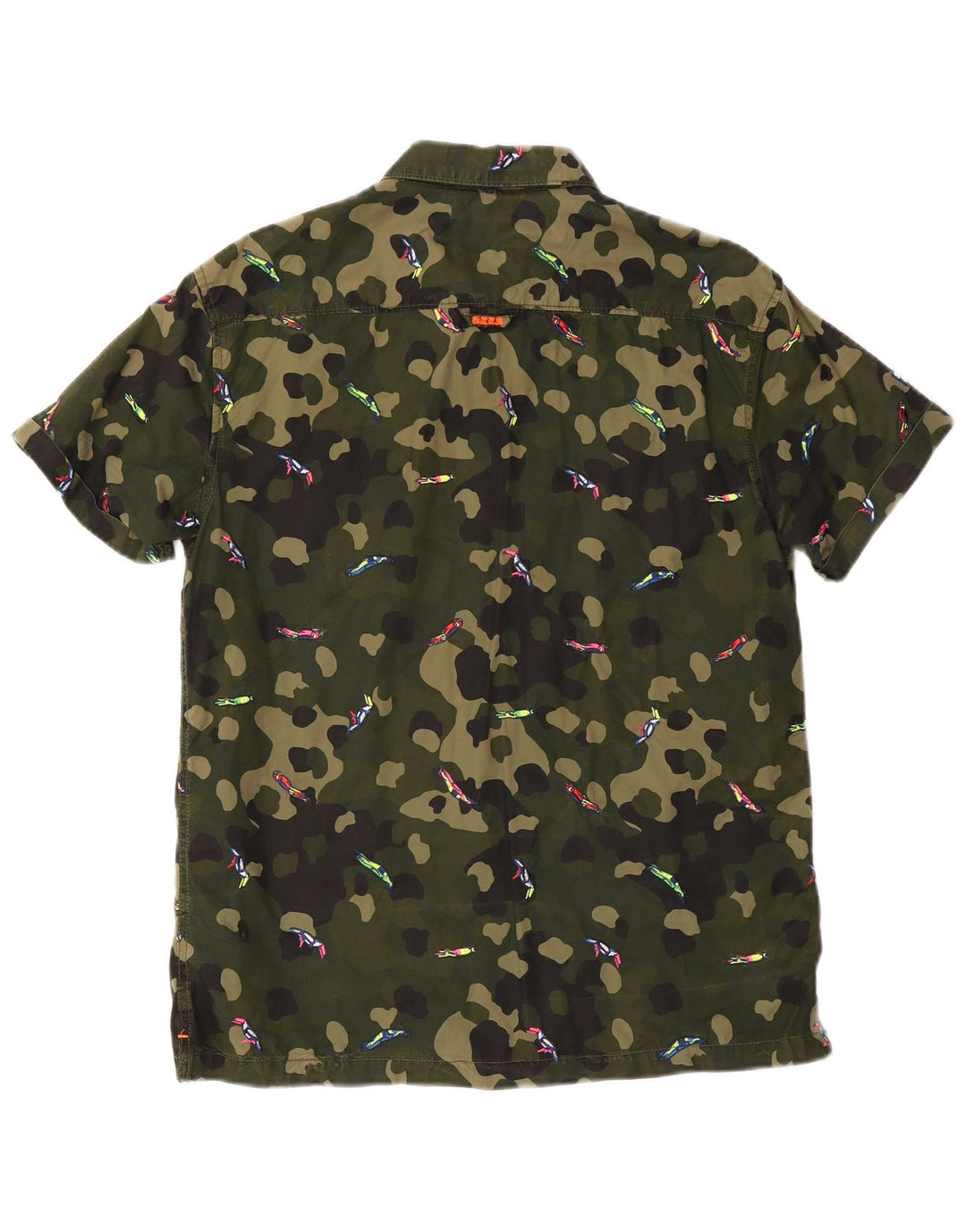 Camicia a maniche corte da uomo Superdry Box Fit in cotone mimetico kaki medio