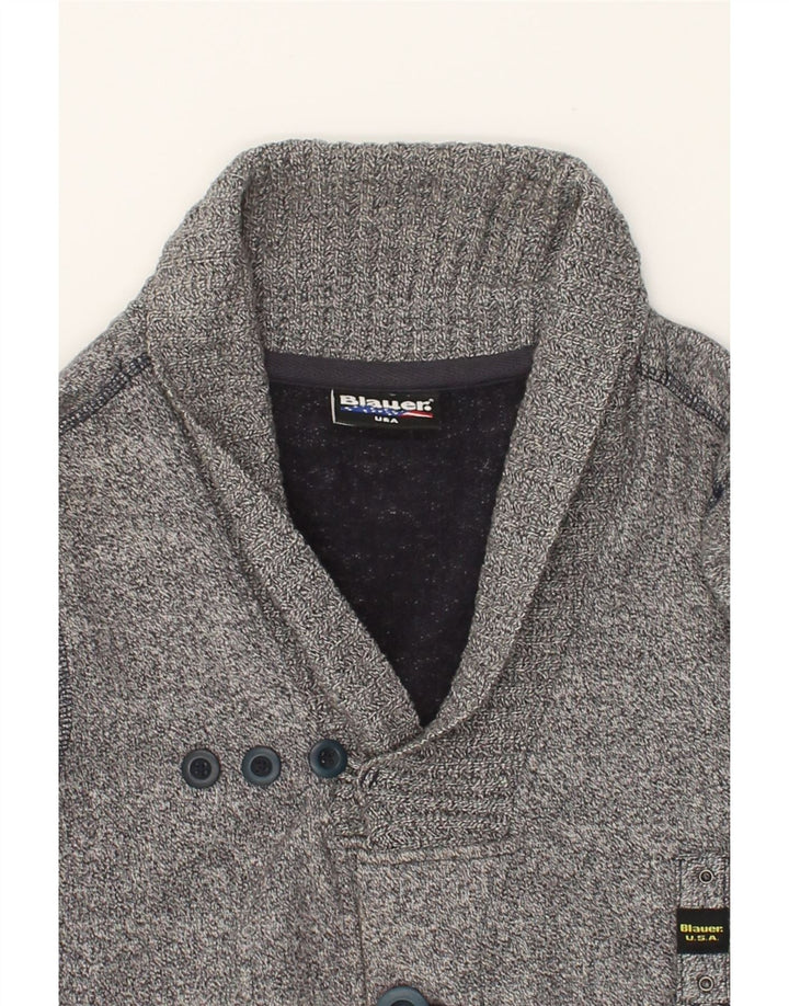 BLAUER Mens Cardigan Sweater Medium Grey Cotton Vintage Blauer and Second-Hand Blauer from Messina Hembry 