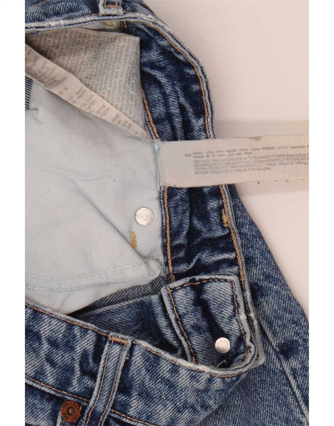 Jeans Zara da donna a gamba larga effetto invecchiato EU 40 medio W30 L33 cotone blu