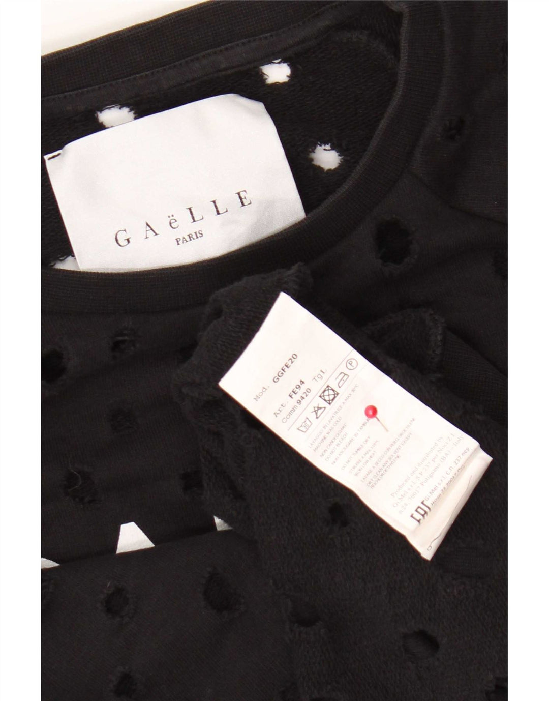 Felpa da donna con grafica invecchiata Gaelle, maglione UK 14, grande cotone nero