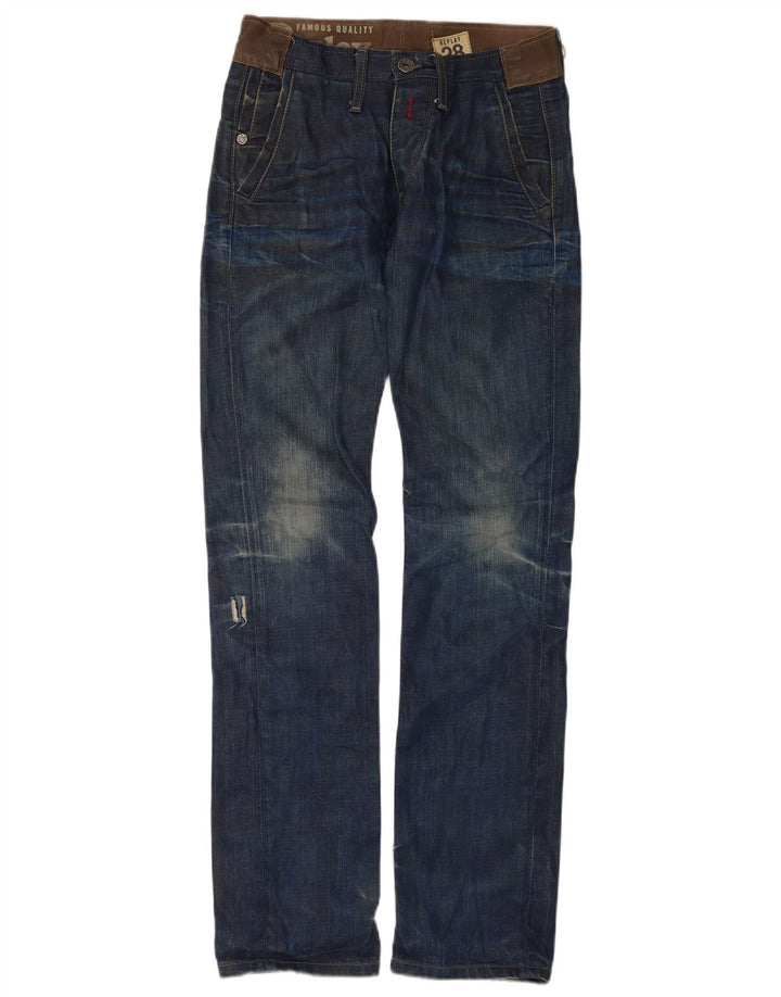 Jeans slim invecchiati da uomo Replay W28 L34 cotone blu