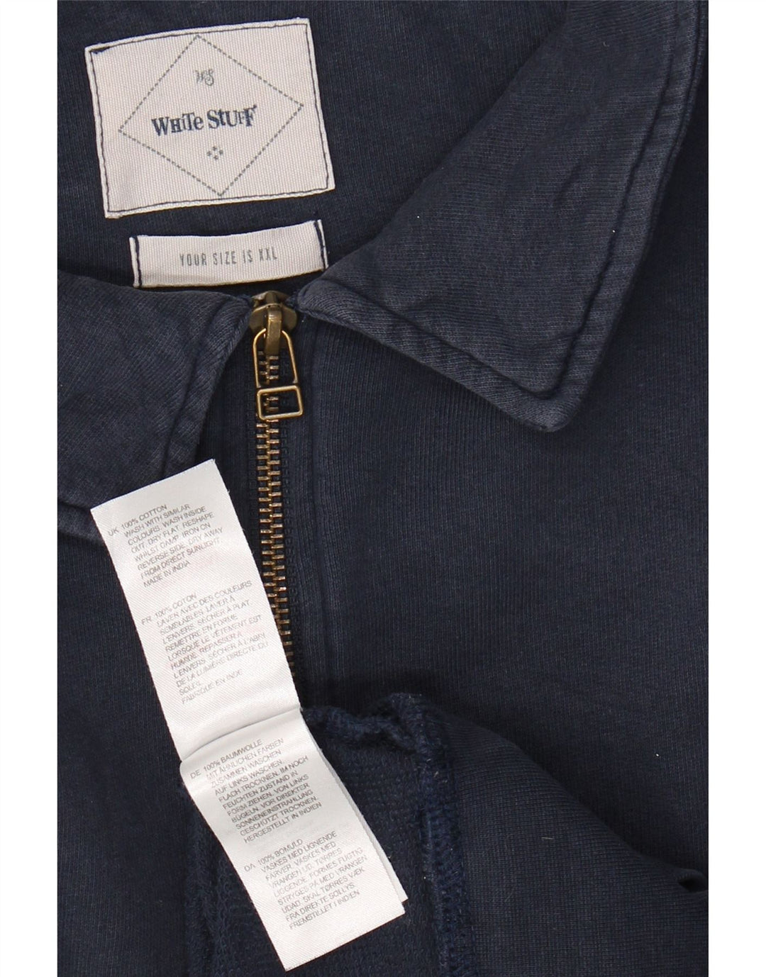 WHITE STUFF Felpa da uomo con collo alto Maglione 2XL Cotone blu navy