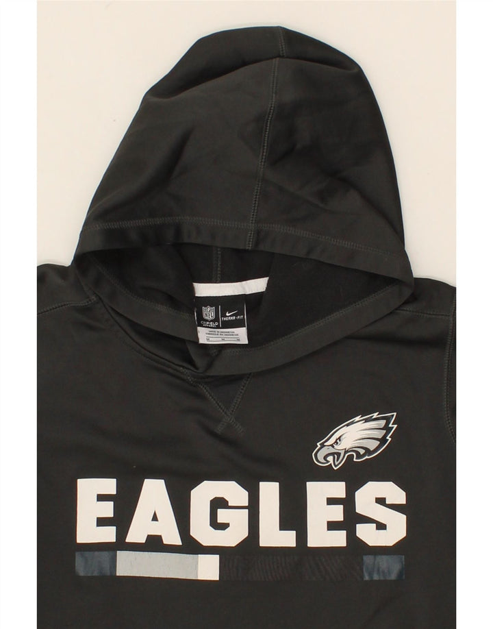 NIKE Boys Eagles Graphic Hoodie Jumper 10-11 Years Medium Black Polyester Vintage Nike and Second-Hand Nike from Messina Hembry 