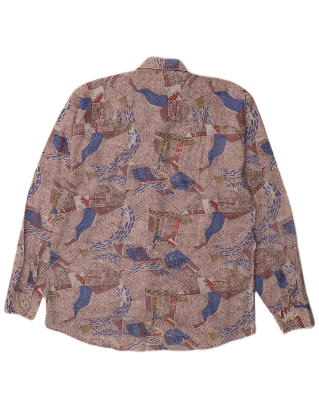 Camicia vintage da uomo con motivo astratto taglia 39/40 media multicolore