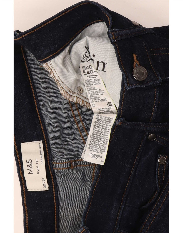 Jeans slim da uomo Marks & Spencer W30 L31 cotone blu navy