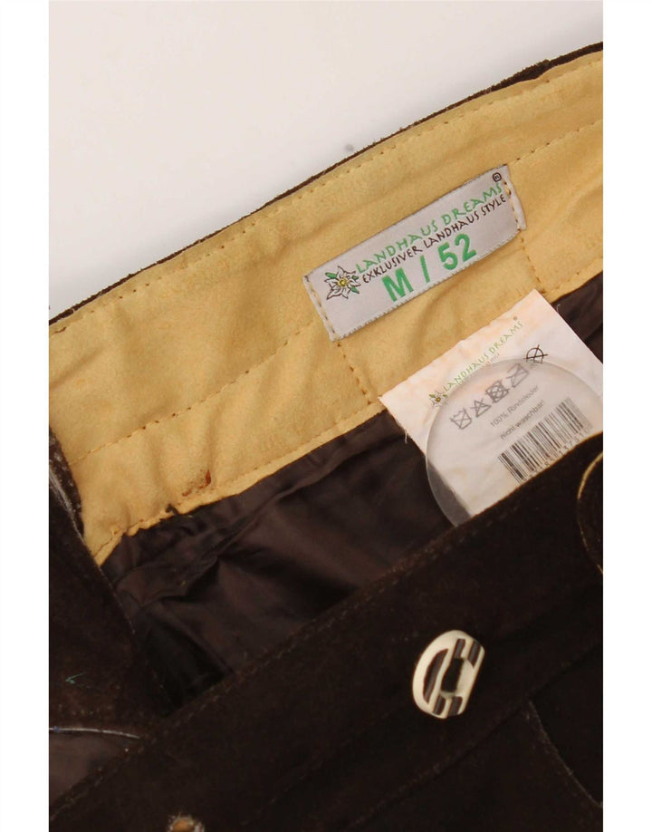 Landhaus Pantaloncini da uomo Trachten Graphic in pelle scamosciata medi W36 in pelle marrone