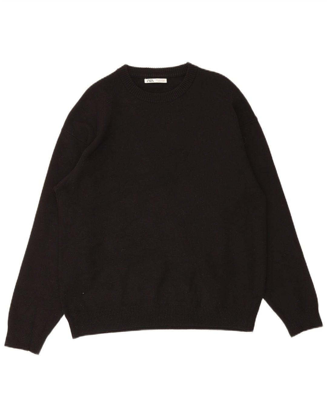 Maglione Zara da uomo girocollo piccolo in viscosa nera