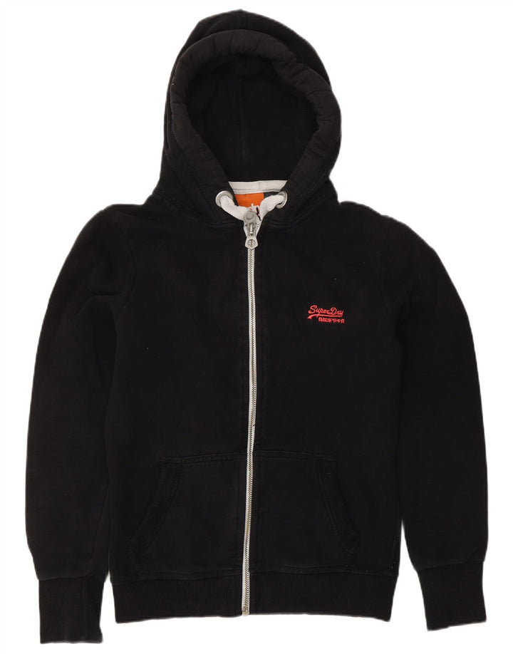 Maglione con cappuccio e zip da donna SUPERDRY UK 12 cotone nero medio