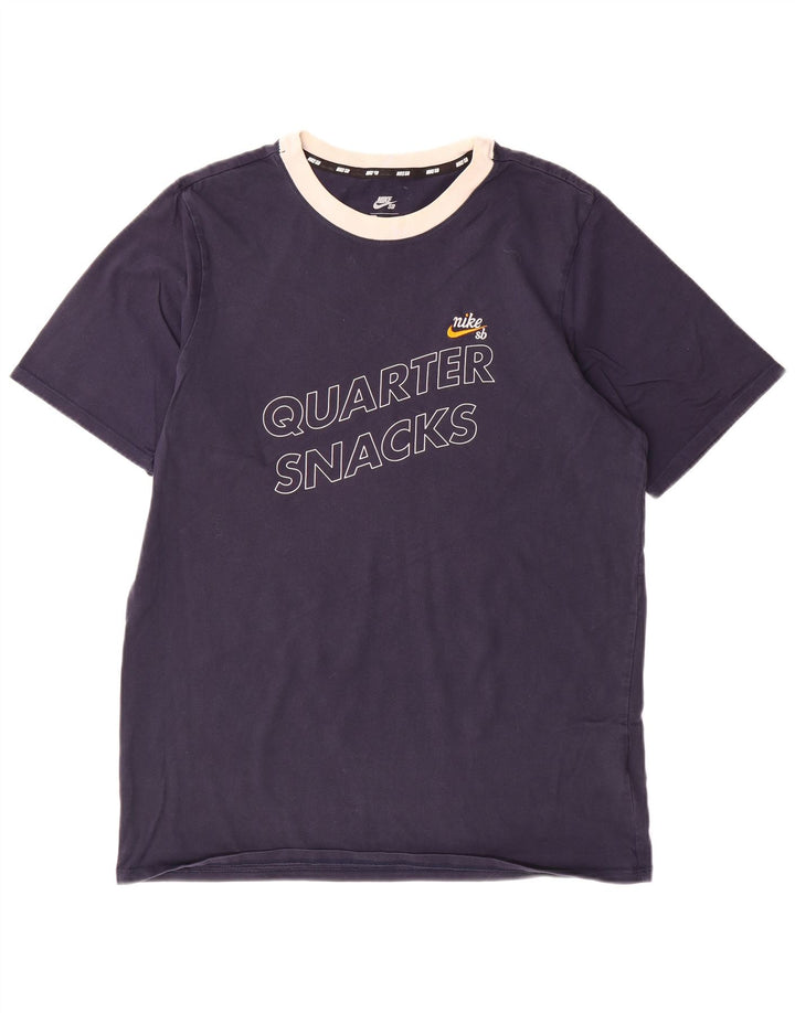 T-shirt grafica da uomo NIKE Top in cotone blu navy medio