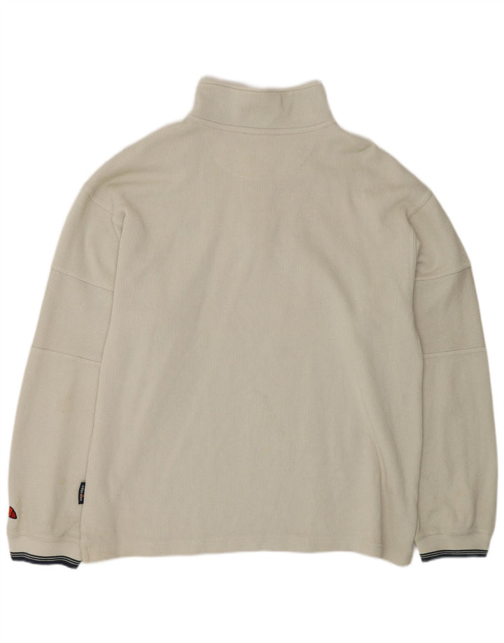 ELLESSE Felpa da uomo con zip e collo maglione XL in cotone grigio