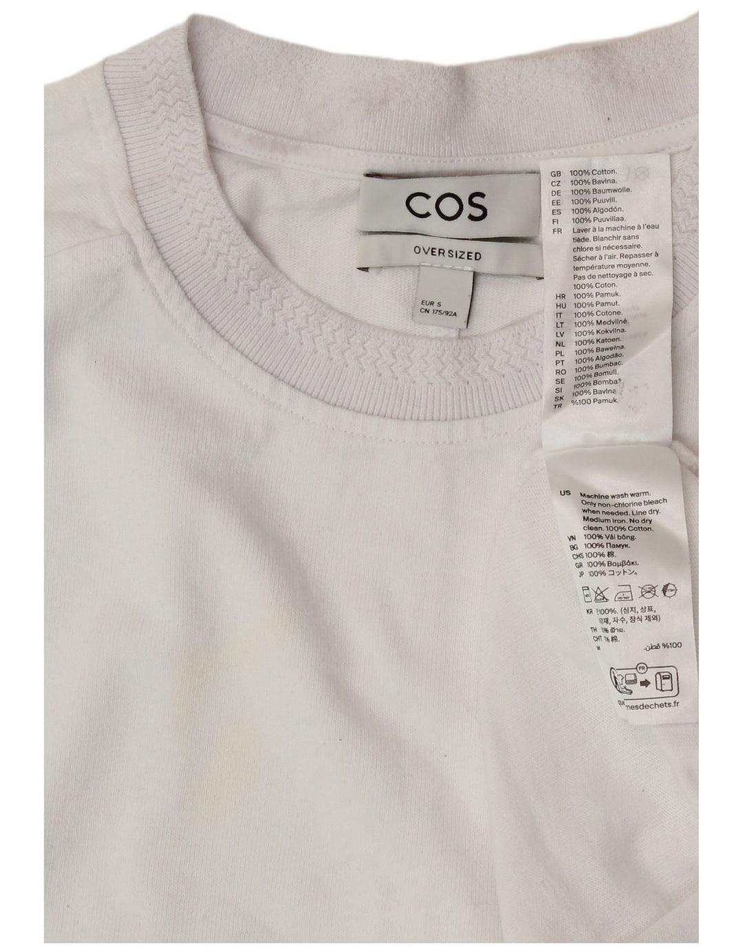 T-shirt oversize da uomo COS Top piccola in cotone bianco