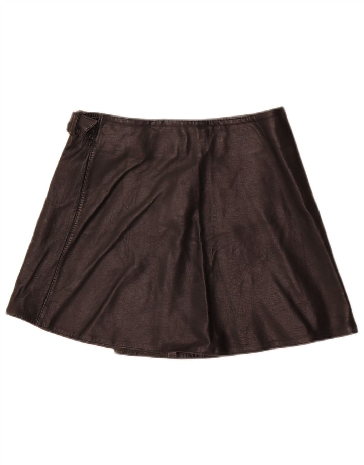 Per favore mini gonna in pelle da donna W28 media nera