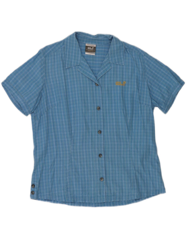 Camicia a maniche corte da donna Jack Wolfskin UK 14/16 Lyocell a quadri blu grandi