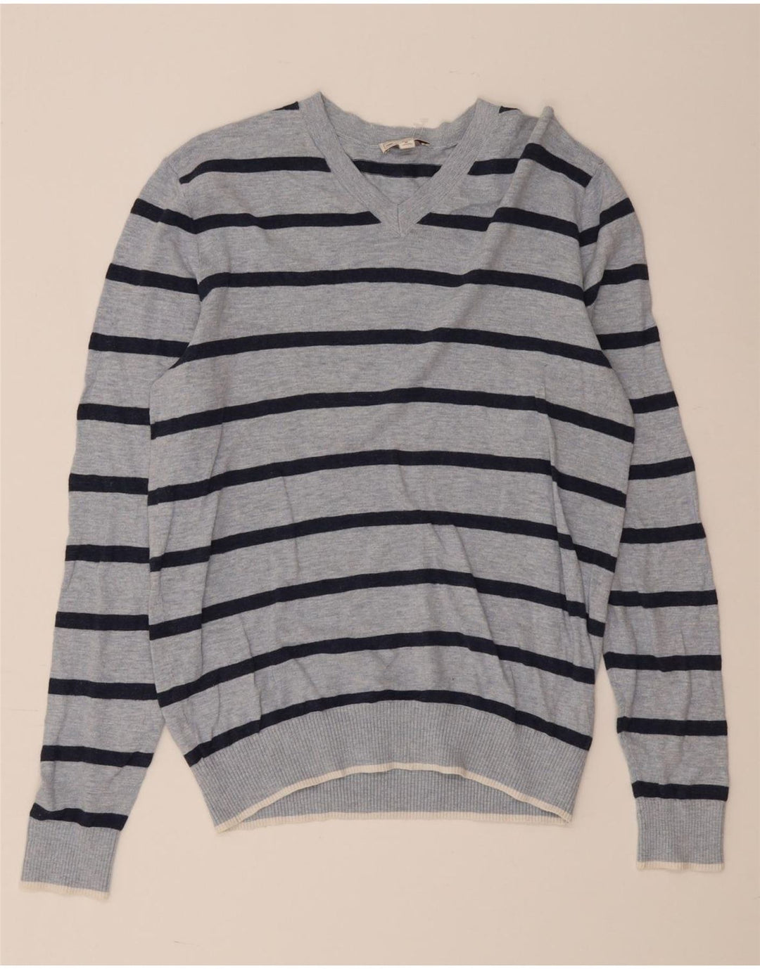Gap Maglione da uomo con scollo a V in cotone a righe blu medio