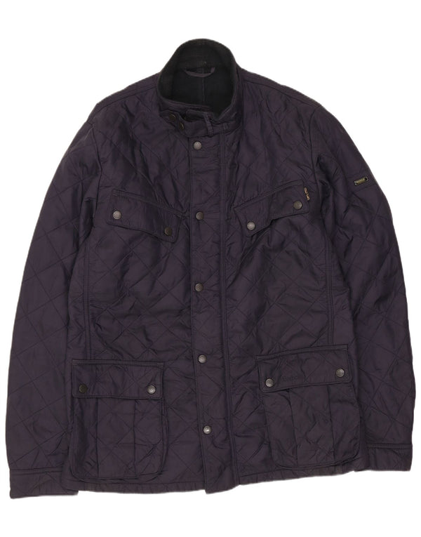 Barbour Mens Quilted Jacket UK 40 Large Navy Blue Polyamide