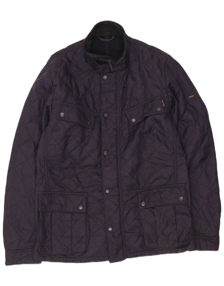 Barbour Giacca trapuntata da uomo UK 40 Large Blu Navy in poliammide