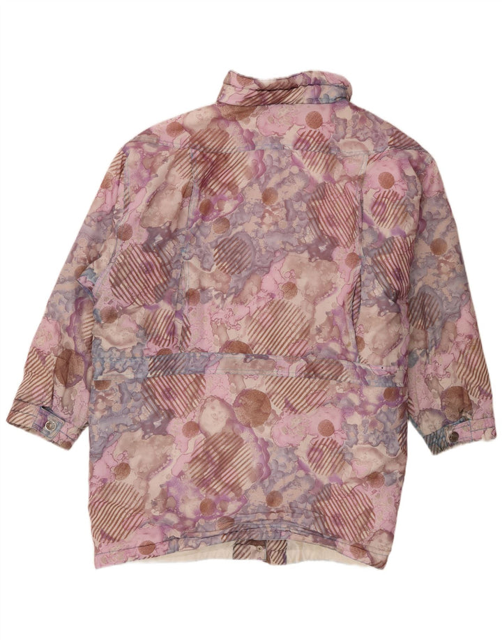 Cappotto giacca a vento vintage da donna con motivo astratto EU 42 grande viola