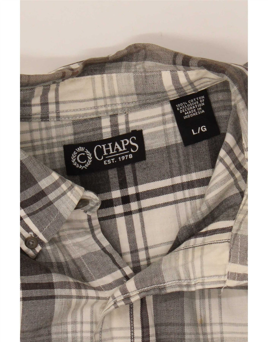 Chaps Camicia da uomo in flanella di cotone a quadri grigi grandi