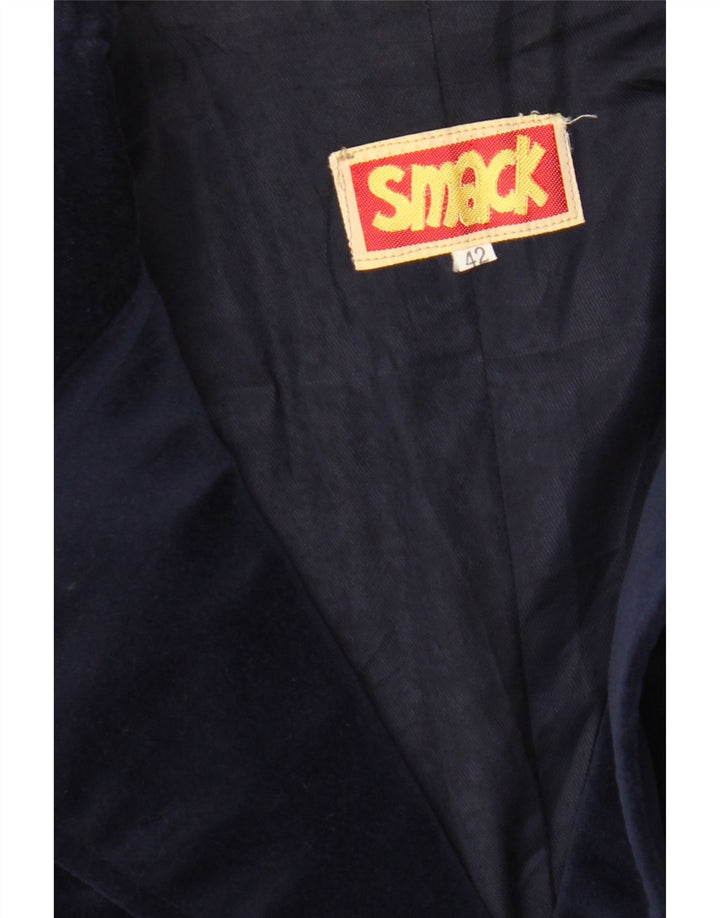 Giacca blazer vintage da donna in velluto a 2 bottoni IT 42 blu navy medio