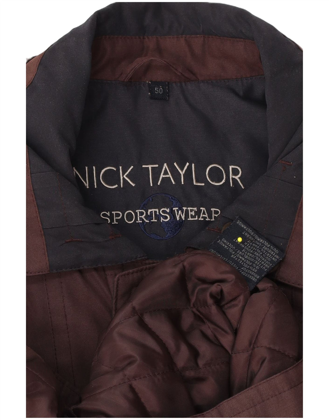 Giacca imbottita bomber da uomo Nick Taylor IT 50 Large Marrone Poliestere