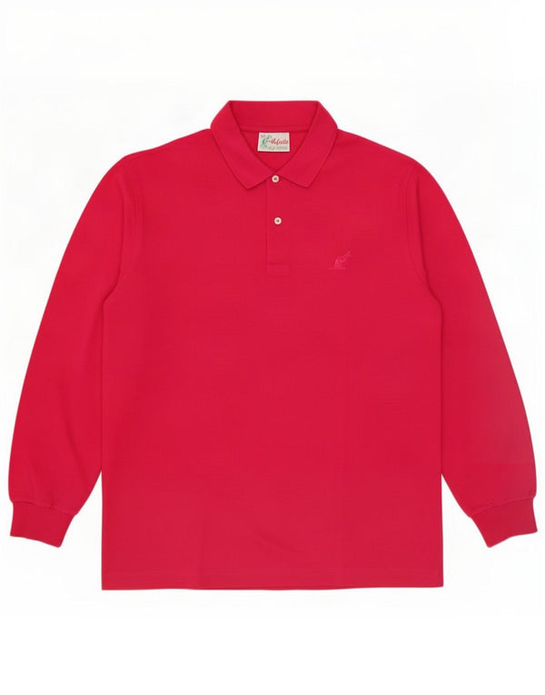 AUSTRALIAN L'ALPINA Polo da uomo a maniche lunghe IT 52 Large Pink Cotton