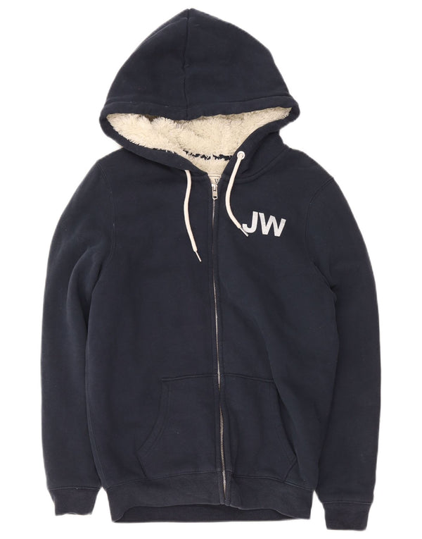 Maglione con cappuccio e zip grafica Sherpa da uomo Jack Wills XS in cotone blu navy