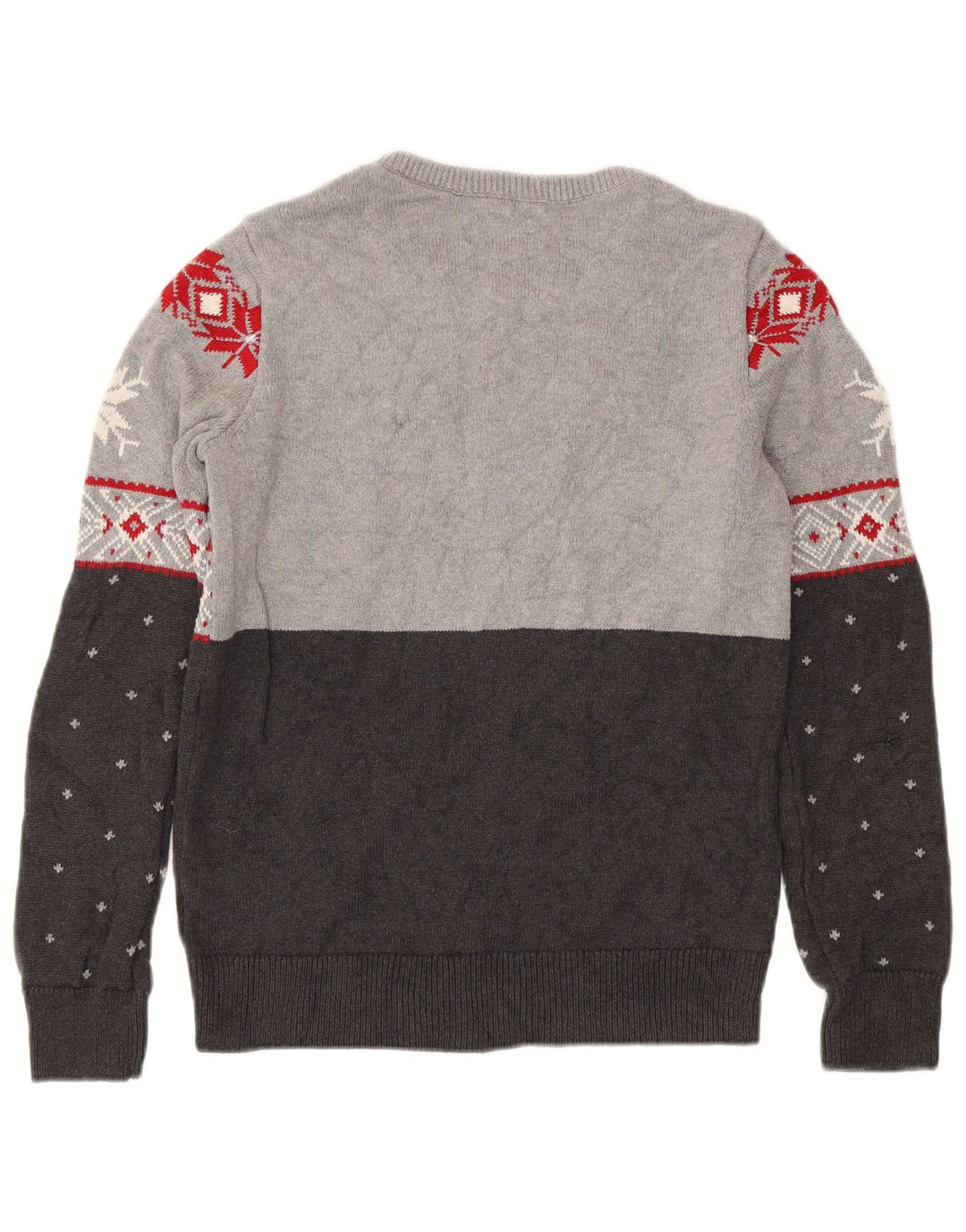 Chaps Uomo Maglione con scollo a barca Maglione piccolo in cotone Fair Isle grigio