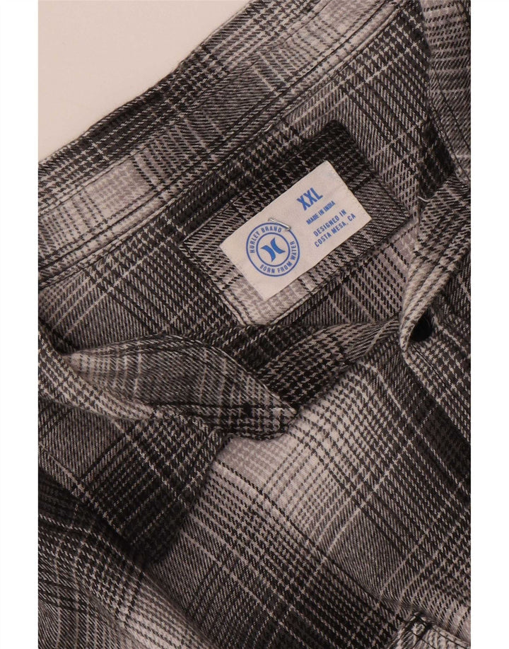 Camicia in flanella da uomo Hurley 2XL scozzese grigia