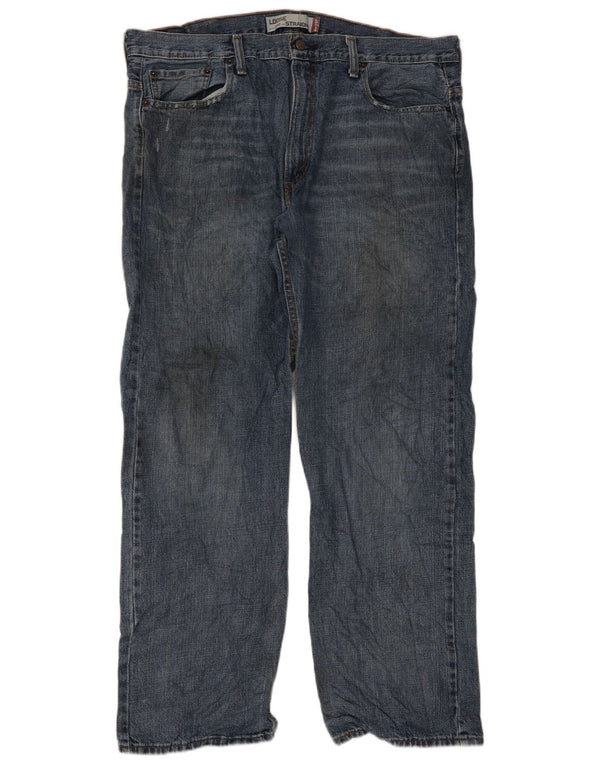 Levi's Uomo 569 Jeans dritti vestibilità ampia effetto consumato W38 L32 cotone blu