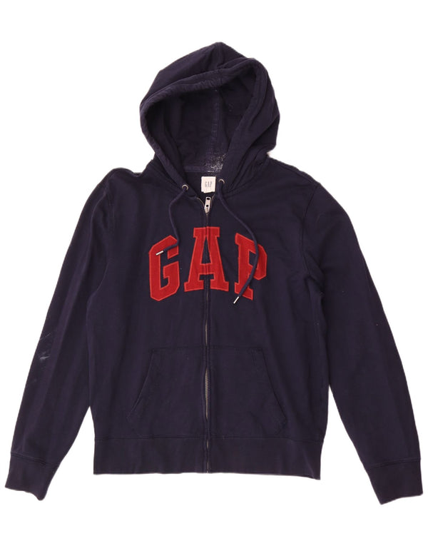 Maglione con cappuccio e zip grafica da uomo Gap grande in cotone blu navy