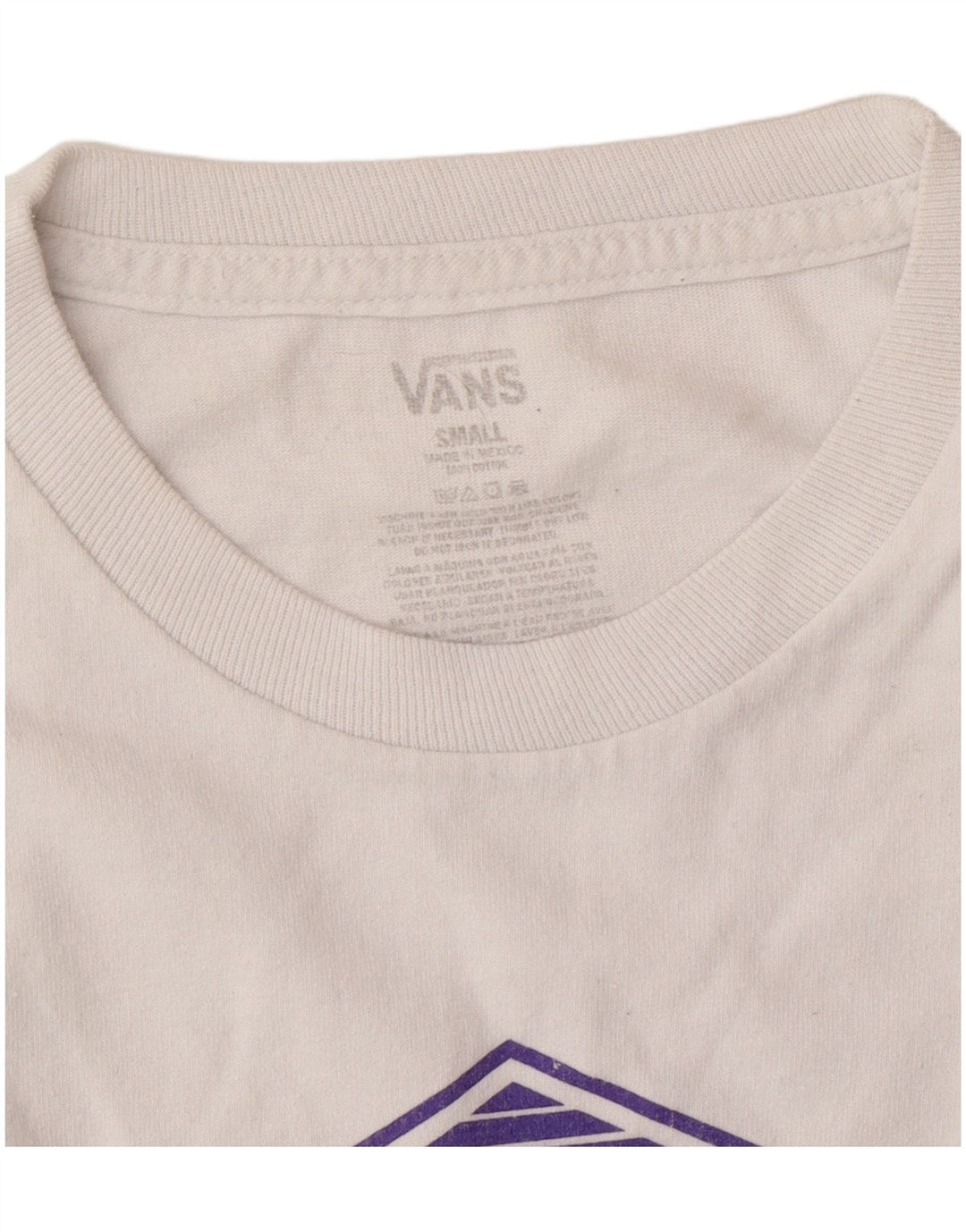 VANS Mens Graphic T-Shirt Top Small White Cotton