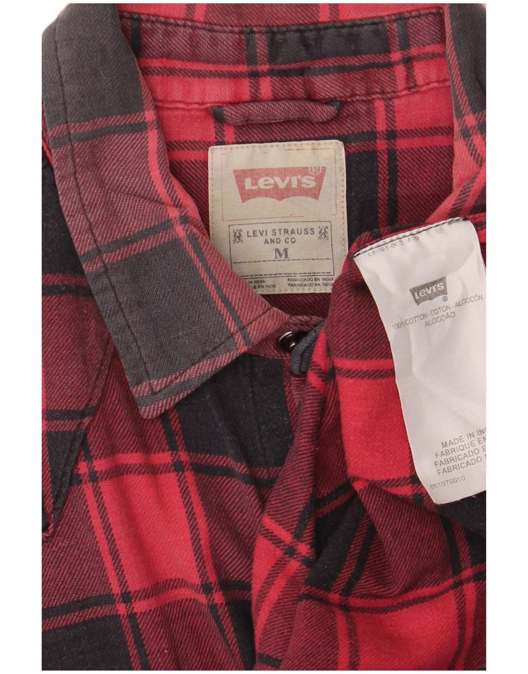 LEVI'S Camicia da uomo in flanella di cotone a quadri rossi medi