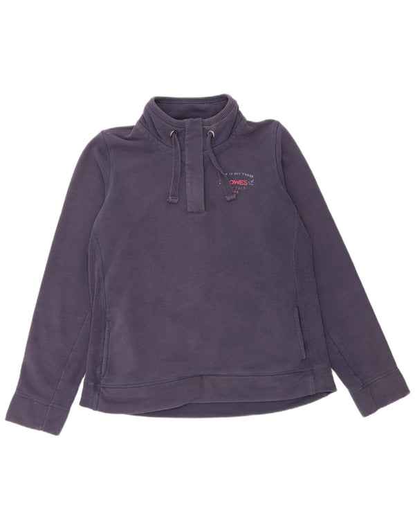Felpa da donna con collo con bottoni grafici Fat Face, maglione UK 14, grande, blu navy